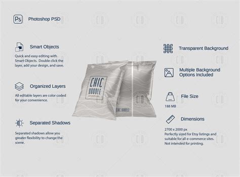 Mockup Scene Chip Bags Mockup Psd Photoshop Front Etsy