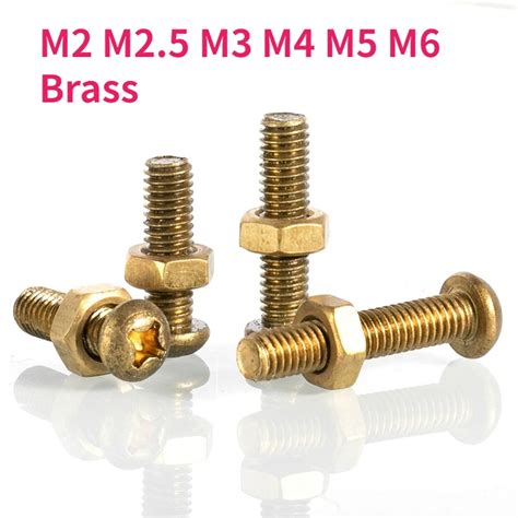 M2 M2 5 M3 M4 M5 M6 Brass Two Piece Screw Nut Set Cross Phillips Round