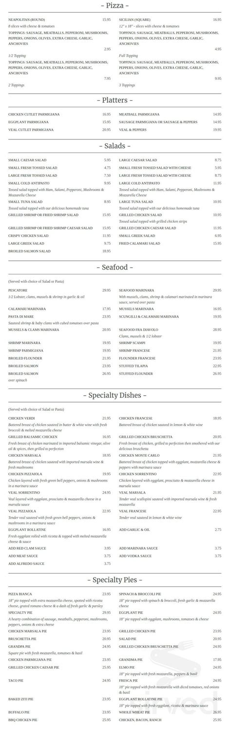 A Touch Of Italy Menu In Baldwin New York Usa