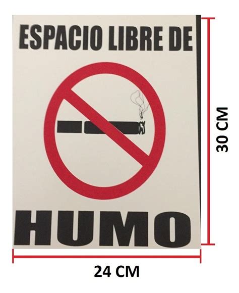 Letrero Señalamiento Espacio Libre De Humo 5 Pza Envío Gratis