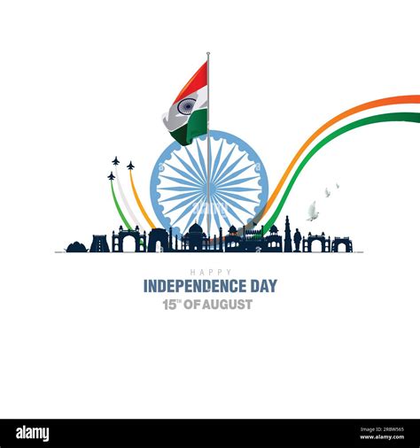 Happy Independence Day India Ashoka Chakra With Indian Flag Vector