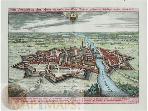 Elbląg Poland Elbing, old engraving by Mattheus Merian 1646