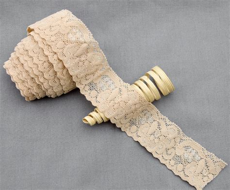 5 Yards Beige Tan Elastic Lace Stretch Lace Elastic Lace Trim Etsy