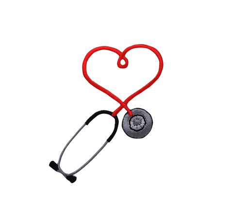 Red Stethoscope Medicalheart Iron On Appliqueembroidered Patch