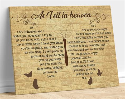 As I Sit In Heaven Butterfly Sign Canvas Butterfly Wall Art Etsy