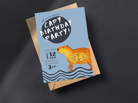 Capybara Birthday Invitation Capybara Party Capybara Etsy