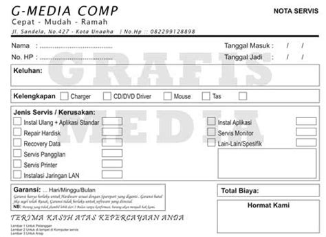 Detail Contoh Nota Service Komputer Koleksi Nomer