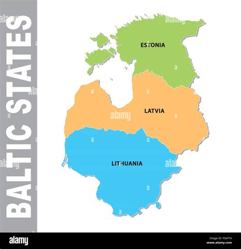 Colorido estados bálticos mapa de vectores administrativa y política