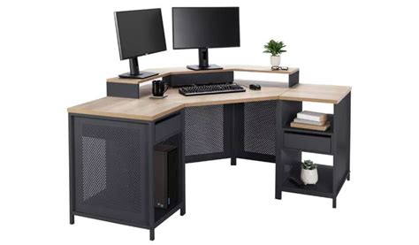 Buy Argos Home Modular Corner Gaming Desk Oak Effect And Black Desks