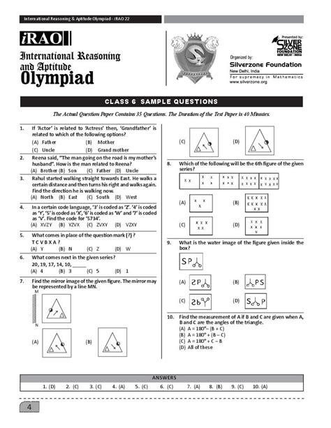 Silverzone Irao Sample Paper Class 6