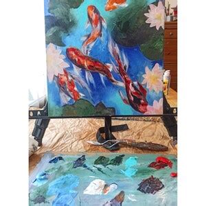 Fish Painting Karp Koi Original Oil Painting Red Fish Fishing Lovers ...