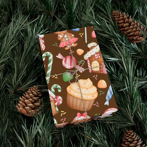 Christmas Gingerbread Gift Wrap Winter Holiday Wrapping Paper Roll