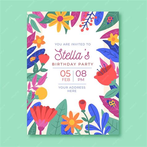 Free Vector Floral Design Birthday Card Template