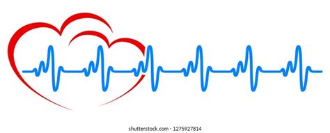 Two Heart Pulse One Line Cardiogram Stock Vector Royalty Free