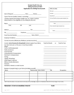 Fillable Online Sliding Fee Application Form 2021 Eastport Health