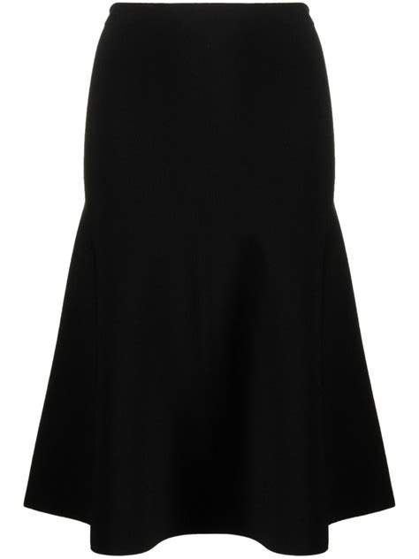 Theory High Waisted Pull On Midi Skirt Black Farfetch