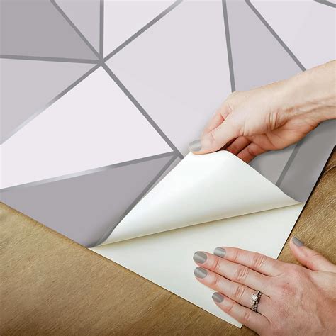 Papel De Parede Adesivo Vinil Triangulos Proven Al Nude Branco Cinza Zara Moderno Quarto Sala