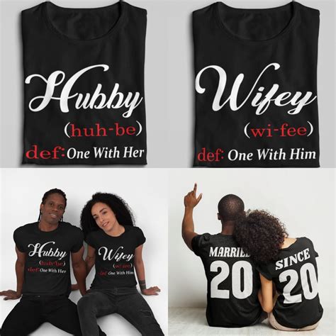 Couples Shirt Hubby Wifey Matching Shirts Wedding T Etsy