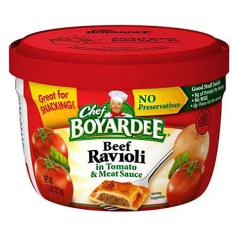 Chef Boyardee Microwavable Beef Ravioli In Tomato And Meat Sauce 75 Oz Bowls Pack Of 4