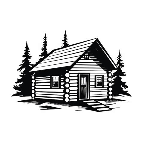 Simple Cabin Bold Estilo De Logotipo En Blanco Y Negro Arte Vectorial