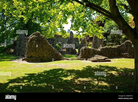 The Ruins Of Bury St Edmunds Abbey Within The Abbey Park At The