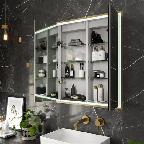 Hib Vanquish With Trims Black And Brushed Brass Mirror Cabinet Waterloo Bathrooms