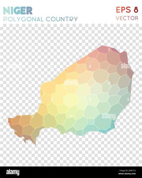 Niger Polygonal Map Mosaic Style Country Trending Low Poly Style