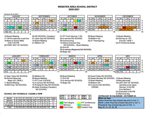 Webster Area School District Holiday Calendar 2023-2024 - District ...