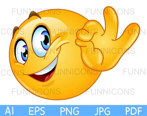 Clipart Cartoon Of A Happy Emoticon Showing Ok Sign Ai Eps Png  And