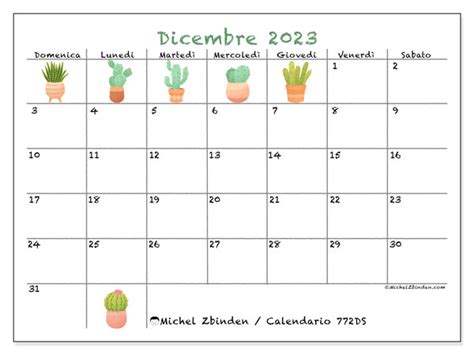 Calendario Dicembre 2023 772DS Michel Zbinden IT