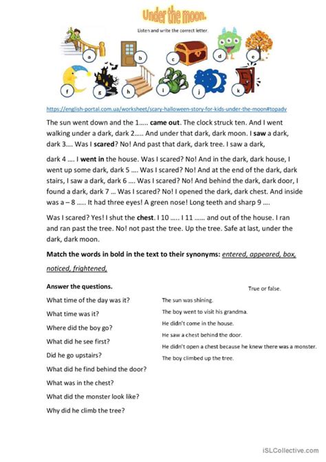 Scary Halloween Story For Children English Esl Worksheets Pdf And Doc