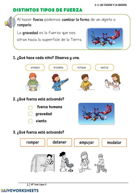 Distintos Tipos De Fuerza Ficha Interactiva Tipos De Fuerza Fuerza