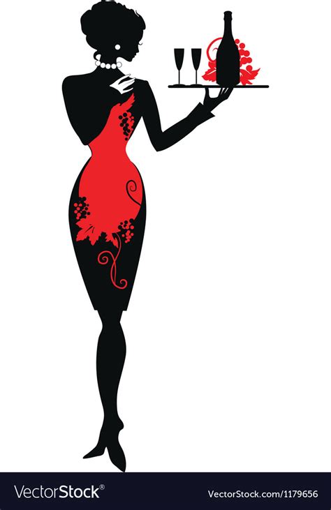 Silhouette Of Waiter Woman Royalty Free Vector Image