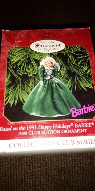 Hallmark 1999 Barbie Collector Club Edition 1991 Happy Holidays Barbie