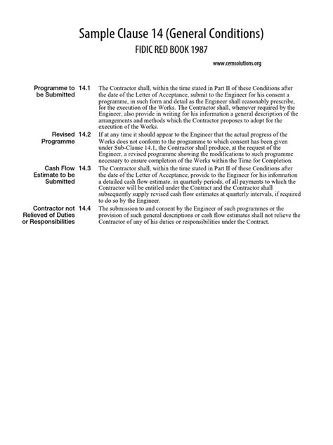 FIDIC Clause 14 (GeneralConditions) | PDF