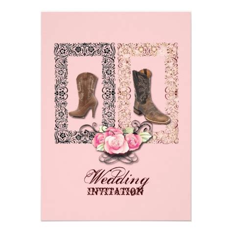 Country Cowboy Boots Western Wedding Invitation Zazzle