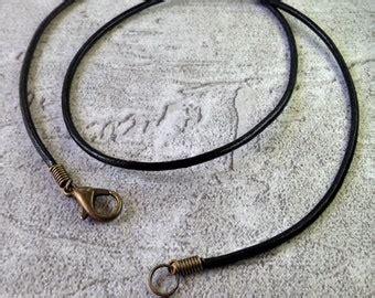 2mm Natural Leather Cord Necklace W Antique Bronze Lobster Etsy