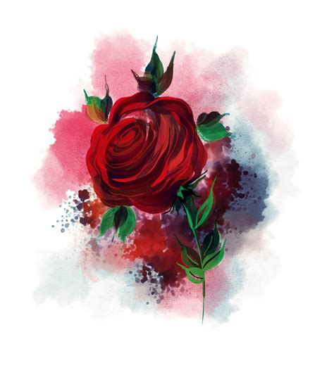 Loose Watercolor Rose Digital Art By Me On March 2023 R Art