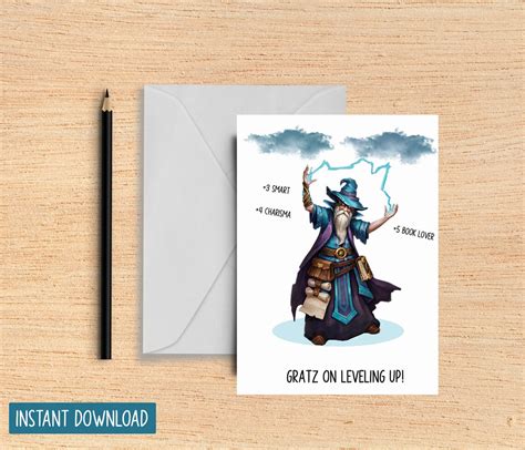 Dungeons And Dragons Birthday Card D D Character Card Wizard Birthday