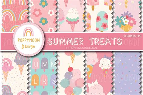 Summer Treats Paper Set Graphic By Poppymoondesign · Creative Fabrica