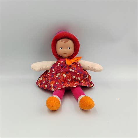 Doudou Poup E Lutin Rose Rouge Orange Fleurs Corolle