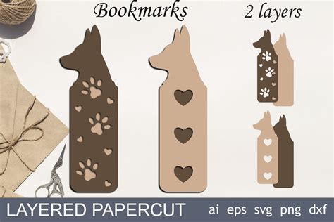 Dog Bookmarks Svg Layered Papercut Graphic By Anastasiyaartdesign
