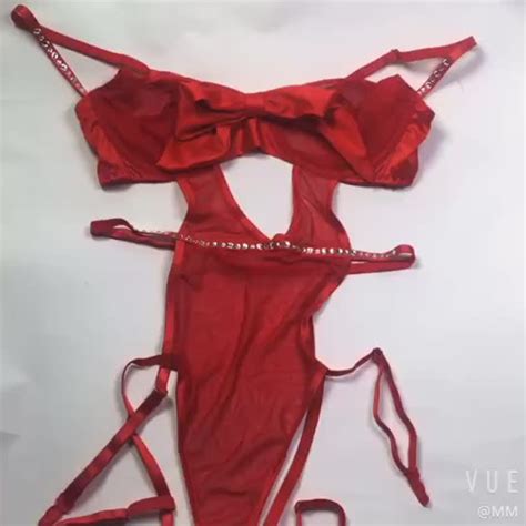 Hot One Piece Women Sexy Diamond Lingeries Red Valentines Day Erotic Garter Butterfly