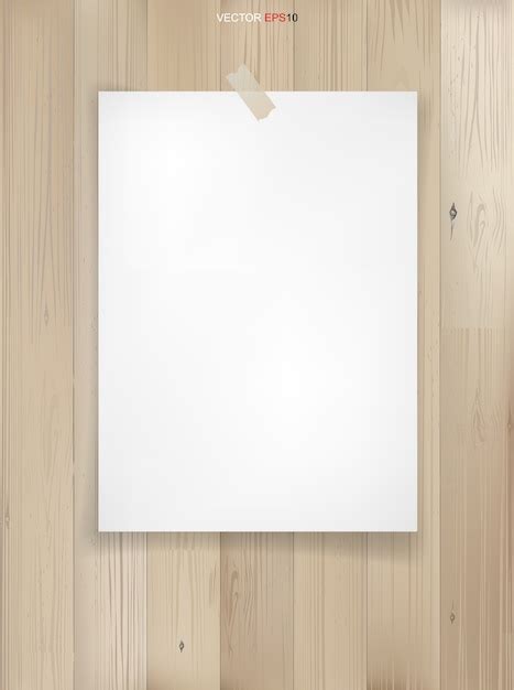 Premium Vector White Paper Sheet On Wood Texture Background