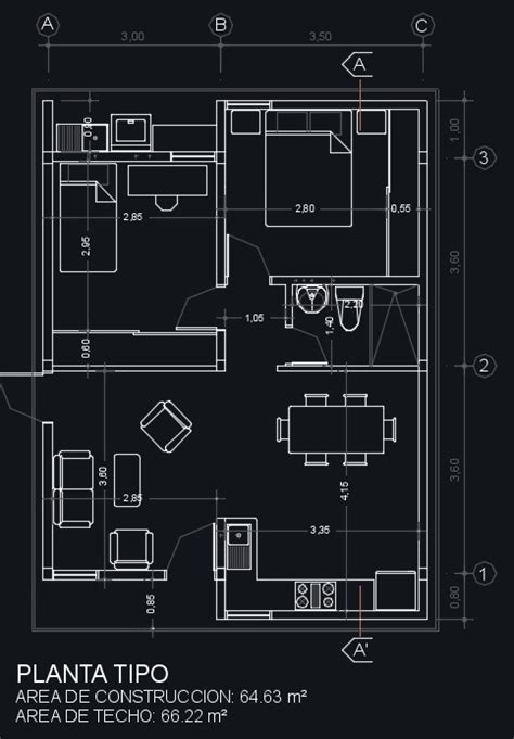 Plano De Casa En Autocad De Piso Y Dormitorios Descargar