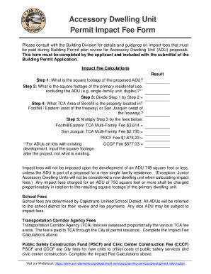 Fillable Online Accessory Dwelling Unit Permit Impact Fee Form Fax