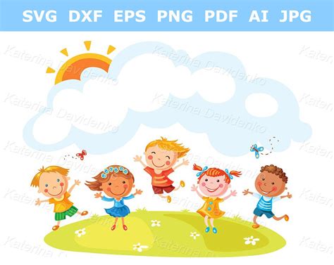 Niños pdf svg png imágenes prediseñadas Niños felices de dibujos