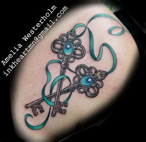 My Skeleton Key With Gemstone Tattoo Done At Inkheart Tattoo In Chaska