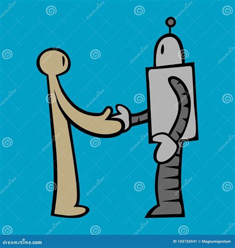 Human and Robot Handshake Cartoon Illustration Stock Vector ...