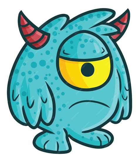 Premium Vector Funny Tosca One Eye Monster With Horn Cartoon Illustration